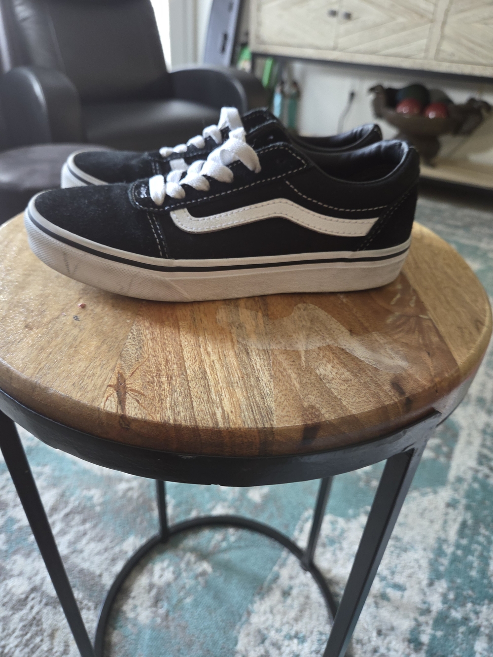 DC Kids Black and White Low-Top Skate Sneakers